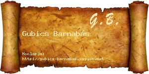 Gubics Barnabás névjegykártya